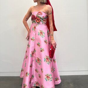 Brand Aston Studio S Audrey Dress In Salmon Bouquet